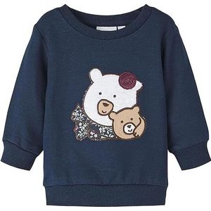 Name It Nbfrihanna Ls Sweat Bru Maillot de survêtement bébé Filles, Dark Sapphire, 80