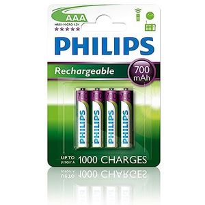 Philips Audio MultiLife NiMH AAA batterij 700 mAh 4 stuks R03B4A70/10 wit