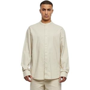 Urban Classics Overhemd met opstaande kraag van katoen en linnen herenhemd, Softseagrass