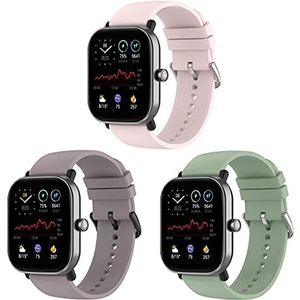 Bexido Armband compatibel met Amazfit GTS/GTS 2/GTS 2e/GTS 2 mini/GTR 42 mm/Amazfit Bip U Pro/Bip S/Bip Lite 20 mm vervangende sport siliconen armband met snelsluiting, Siliconen