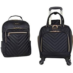 Kenneth Cole Reaction Chelsea 50,8 cm stretch polyester keperstof, zwart., 2-Piece (17"" Underseater + Backpack), Chelsea laptoprugzak voor 15 inch (43,2 cm), 4 wielen