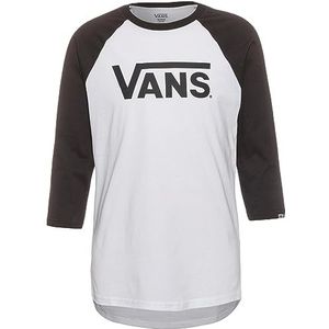 Vans Klassiek raglan-T-shirt voor heren, Wit/Zwart