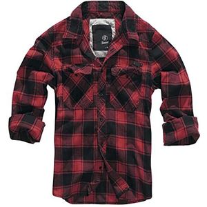 Brandit Flanellen overhemd lange mouwen geruit flanel maat S-5XL, Rood/Zwart