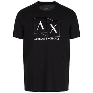 Armani Exchange Slim Fit Mercerized Cotton Jersey Ax Box Logo T-shirt voor heren, zwart.
