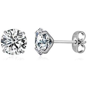 G23 titanium CZ gevoelige oorbellen oorbellen titanium cubic zirkonia oorbellen voor dames 3 mm 4 mm 5 mm 6 mm 7 mm 8 mm, 8mm, titanium