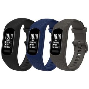 3 stuks verstelbare siliconen reservearmbanden compatibel met Garmin Vivosmart 5 en Vivosmart 5 voor dames en heren