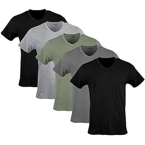Gildan Gildan Heren V-hals T-shirts Multipack heren (5 stuks), zwart/sportgrijs/antraciet/legergroen (5 stuks)