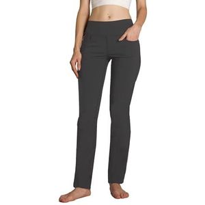 SAFORT Bootcut yogabroek voor dames met 4 zakken, hoge taille, buikcontrole, werkbroek voor dames, normale grote maat, Grijs, 4 zakken