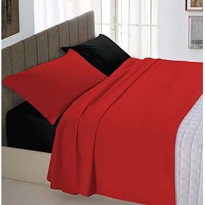 Italian Bed Linen CL-NC-rosso/Nero-1P Natural Color beddengoedset, rood/zwart, single, 100% katoen