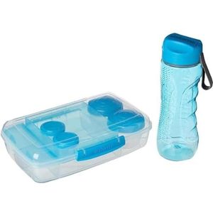 Sistema To Go 6-pack lunchboxen en lunchboxen met waterfles (800 ml), Bento Box (1,76 l), 2 saladedressingpotten en 2 yoghurtpotten, BPA-vrij, recyclebaar met TerraCycle®
