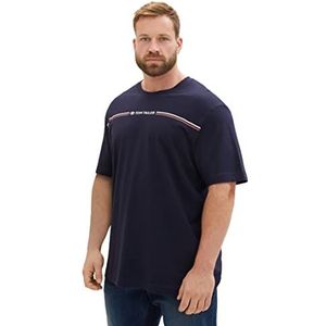 TOM TAILOR Heren T-shirt grote maten met gestreepte print logo, 10668-kapitein van de blauwe lucht