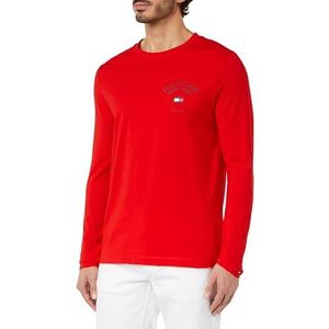 Tommy Hilfiger L/S T-shirts voor heren, fel rood, XS, fel rood