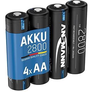 ANSMANN Oplaadbare NiMH AA 2800 mAh 1,2 V (4 stuks) - HR6-batterijen met hoge capaciteit voor Xbox-controller, auto met afstandsbediening, nachtcamera enz. - Oplaadbare batterijen in premium kwaliteit