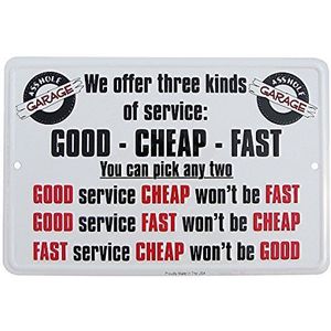 TG LLC 3 soorten service good quick markt, grappig metalen bord, garage, wanddecoratie