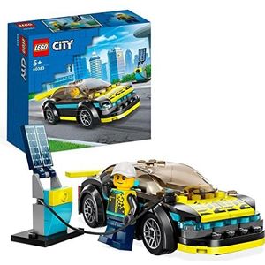 LEGO 60383 City elektrische sportwagen, speelgoed voor jongens en meisjes vanaf 5 jaar, raceautoset, met minifiguur van de piloot, cadeau-idee