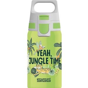 SIGG - Drinkfles van roestvrij staal - Shield One Jungle - geschikt voor koolzuurhoudende dranken - waterdicht en licht - BPA-vrij - groen met dieren - 0,5 l