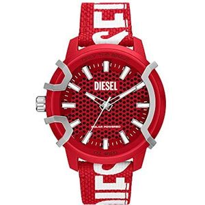 Diesel Griffed horloge voor heren, kwarts- en chronograafhorloge met siliconen, roestvrij staal of lederen band, rood, Minimalist