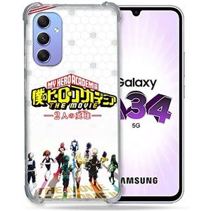 Cokitec Coque Renforcée en Verre Trempé pour Samsung Galaxy A34 5G Manga My Hero Academia Blanc