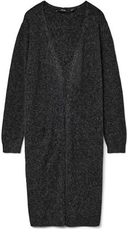 VERO MODA Vmdoffy Ls Long Cardigan voor dames, open vest (1 stuk), Zwart Chinees