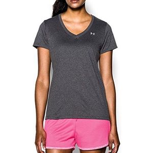 Under Armour Dames Tech Short Sleeve V - Solid, ademend hardloopshirt voor vrouwen, trainingsshirt met korte mouwen met losse pasvorm