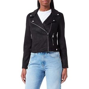 Vero Moda Vmjose Aw23 korte suède jas voor dames, zwart.