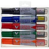 PILOT - 5 V-Board Master - uitwisbare whiteboard marker - Navulbaar - Vloeibare inkt met intense kleuren - Begreen - Zwart, blauw, rood, groen, oranje - 6,0 mm afgeschuinde punt