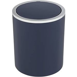WENKO Cosmetica-afvalemmer met kanteldeksel, inhoud 2 liter, afvalemmer voor gastentoilet, badkamer, keuken, kleine BPA-vrije kunststof afvalemmer, Ø 14 x 16,8 cm, donkerblauw