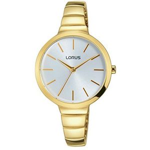 Lorus Horloges RG216LX9 analoog kwartshorloge met roestvrijstalen coating, goud/wit, armband, Goud/Wit, Armband