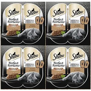 Sheba Perfect Portions - fijn kattenvoer in de kom - elegante pasta met zachte eend - 24 x 75 g