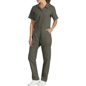 Dickies - Flex jumpsuit voor dames met korte mouwen, Groen schuim., L, overall, korte mouwen