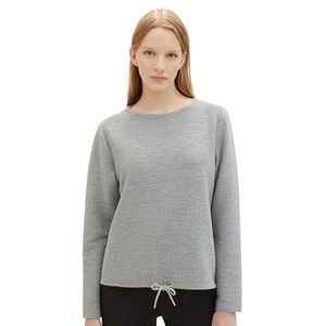 TOM TAILOR Sweat-shirt basique pour femme avec structure, 21373 - Medium Silver Grey Melange, XXS