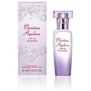 Christina Aguilera Eau So Beautiful, Eau de Parfum voor dames, 15 ml, verstuiver, bloemige en houtachtige geur, luxe geur