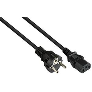 Stroomkabel 5m - E+F-stekker (CEE 7/7 recht) naar C13-aansluiting (recht) - CU koperen kabel - 1,00 mm² - aansluitkabel voor koude apparaten - zwart