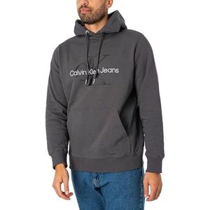 Calvin Klein Jeans Seasonal Monologo Regular Hoodie J30j320805 Sweatshirt met capuchon voor heren, Donkergrijs
