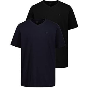 JP 1880 Heren grote maten L-8XL T-shirt V-hals korte mouwen katoen 702415, zwart, marineblauw