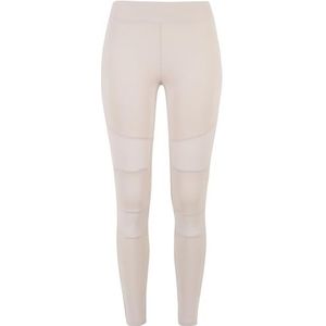 URBAN CLASSICS MesTech Mesh sportlegging voor dames, stretch met 4 inzetstukken, van functioneel mesh, klassieke pasvorm, sportbroek, elastische band, verschillende kleuren, XS - 5XL, warm grijs, XXL, Warm grijs