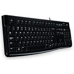 Logitech K120 draadloos toetsenbord business Windows, plug-and-play USB, standaardformaat, waterdicht, gebogen afstandhouder, Duits QWERTZ-toetsenbord - zwart