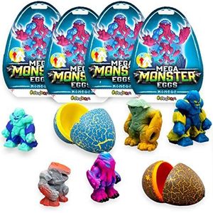 Sbabam, Mega Monster Eggs, krantenkiosk kinderspelletjes, zacht rubberen speelgoed, groeit ondergedompeld in water, set van 4, cadeau-ideeën voor kinderen van 3 jaar