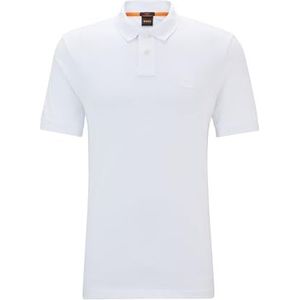 BOSS Poloshirt van stretchkatoen voor heren met logo, Wit.