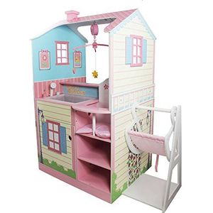 Dream Land kinderkamer poppenhuis pop 2 fronten hout meisje roze TD-11460A