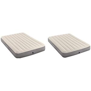 Intex - Matelas à air - Deluxe - High Airbed - 152x203x25 cm & 64102 Matelas Downy Fibertech 2 Places, Beige