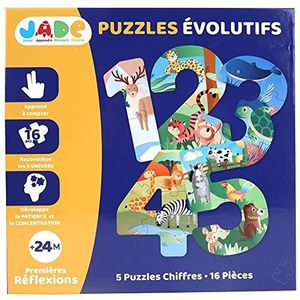 J.A.D.E Puzzel cijfers uitbreidbaar – educatief spel – eerste reflexen – 16 delen – karton – Frans design – spel voor kinderen – puzzel kinderen – 25 cm x 25 cm – vanaf 2 jaar