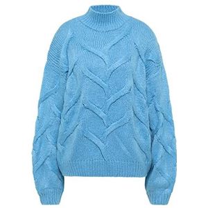 IZIA Lomasi gebreide trui voor dames, middenblauw, M-L, Medium Blauw