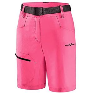 Black Crevice Trekkingshorts voor dames, wandelshorts voor dames, korte shorts, outdoorshorts voor vrouwen, waterdicht en sneldrogend, robuuste en ademende wandelshorts met zakken, roze/staalblauw