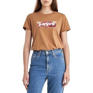 Levi's The Perfect Tee T-shirt voor dames, Ssnl Bw Tiger Fill Foxtrot Brown