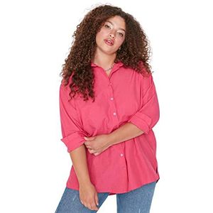 Trendyol Trendyol Standaard Geweven Overhemd voor dames, grote maat, dameshemd (1 stuk), Roze