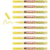 edding 751 inktmarkers, ondoorzichtig, glanzend, pastelgeel, 10 markers, ronde punt 1-2 mm, glanzende marker met lakeffect voor glas, stenen, hout, kunststof, permanent gekleurd papier