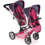 Bayer Chic 2000 - Linus Duo poppenwagen, tweeling kinderwagen voor kinderen van 4 tot 8 jaar, tandem kinderwagen, confetti, roze, 690-84