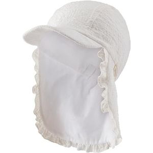 Sterntaler Casquette avec protège-nuque à volants, Blanc., 53