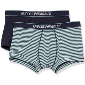 Emporio Armani Emporio Armani Set van 2 boxershorts voor heren, met gekleurde strepen, Trunks (2 stuks), Artic/Marine Stripe